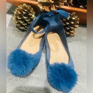 Old Navy Kids Blue Pom-Pom Dress Shoes